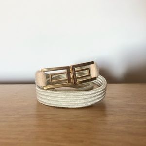 Vintage Cream Gold Clasp Stretchy Skinny Belt